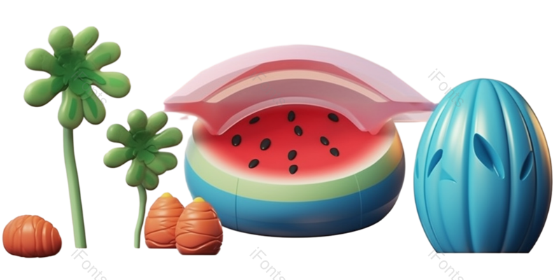 装饰图片,夏天元素,可爱风PNG,3D免抠素材
